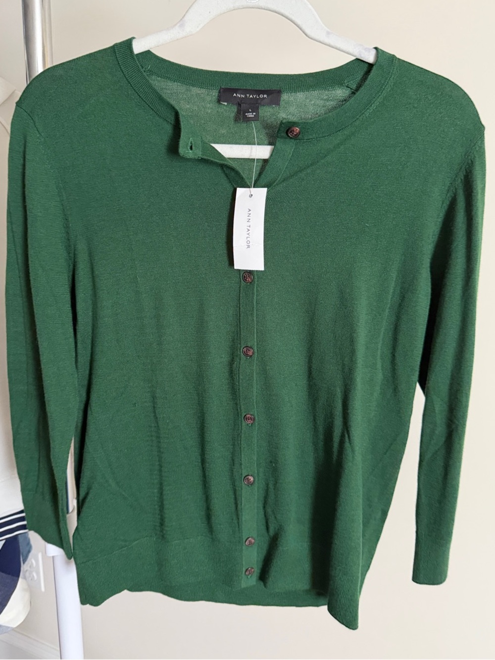 NWT Ann Taylor Emerald Green Button-Front Women's Cardigan